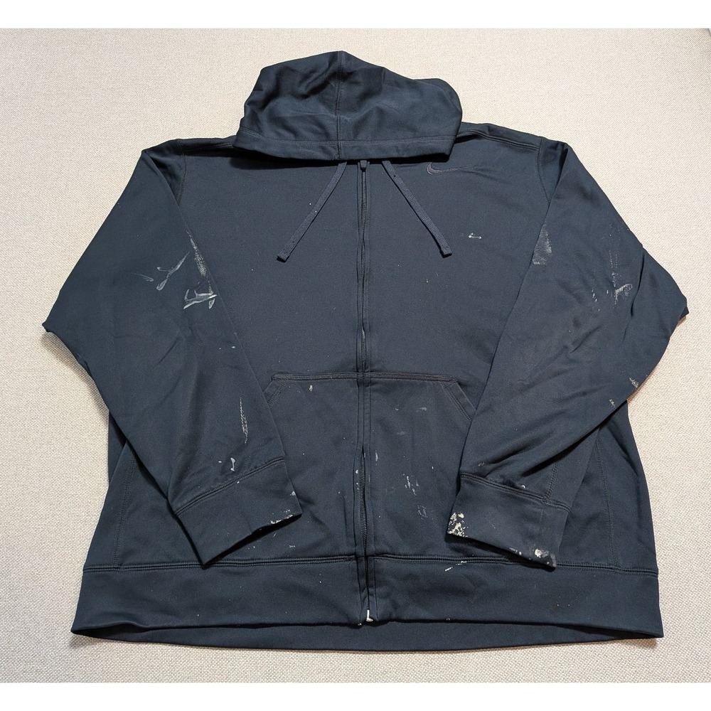 Nike Hoodie Men's Black XXL Therma-Fit Full Zip Polyester Thrashed